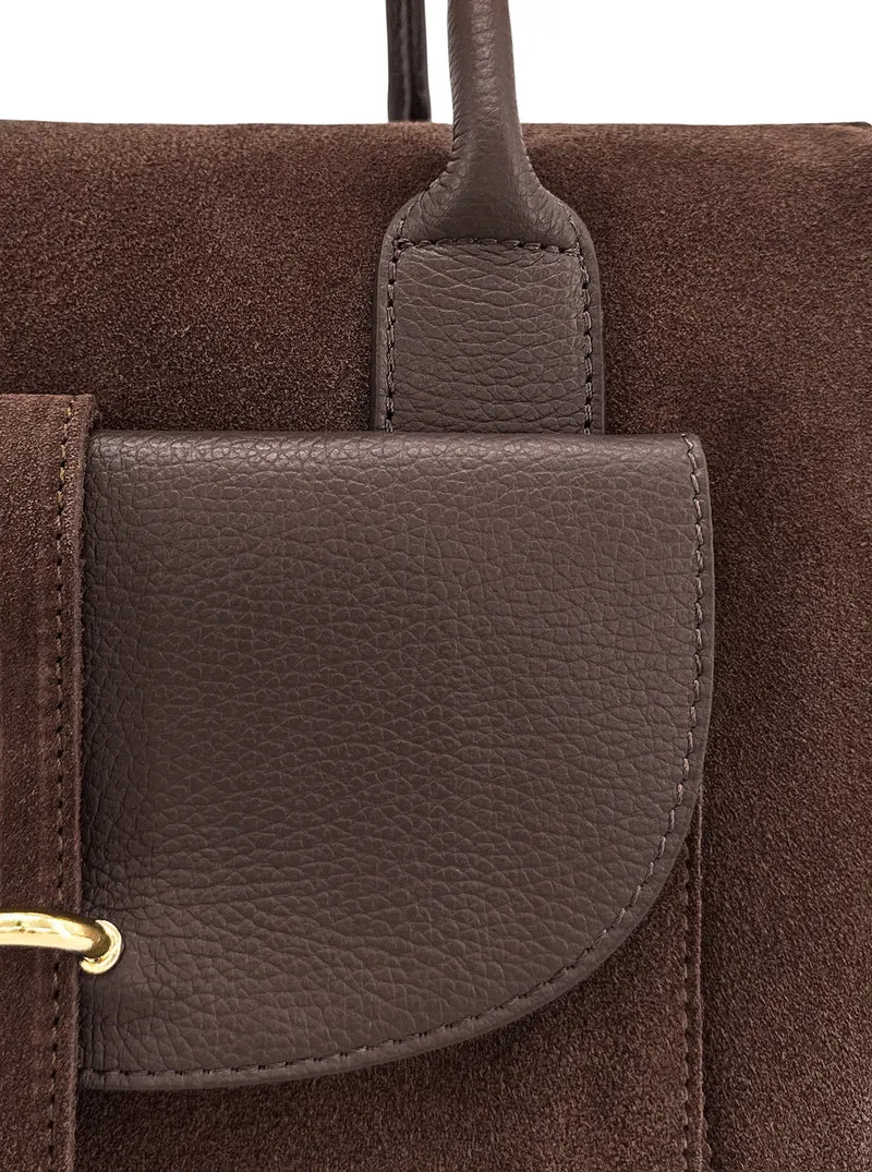 Sac bowling en cuir grainé et daim EDITO Marron chocolat
