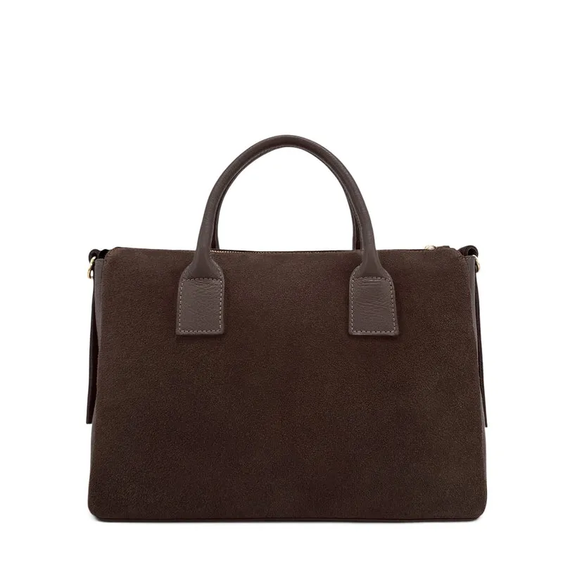 Sac bowling en cuir grainé et daim EDITO Marron chocolat