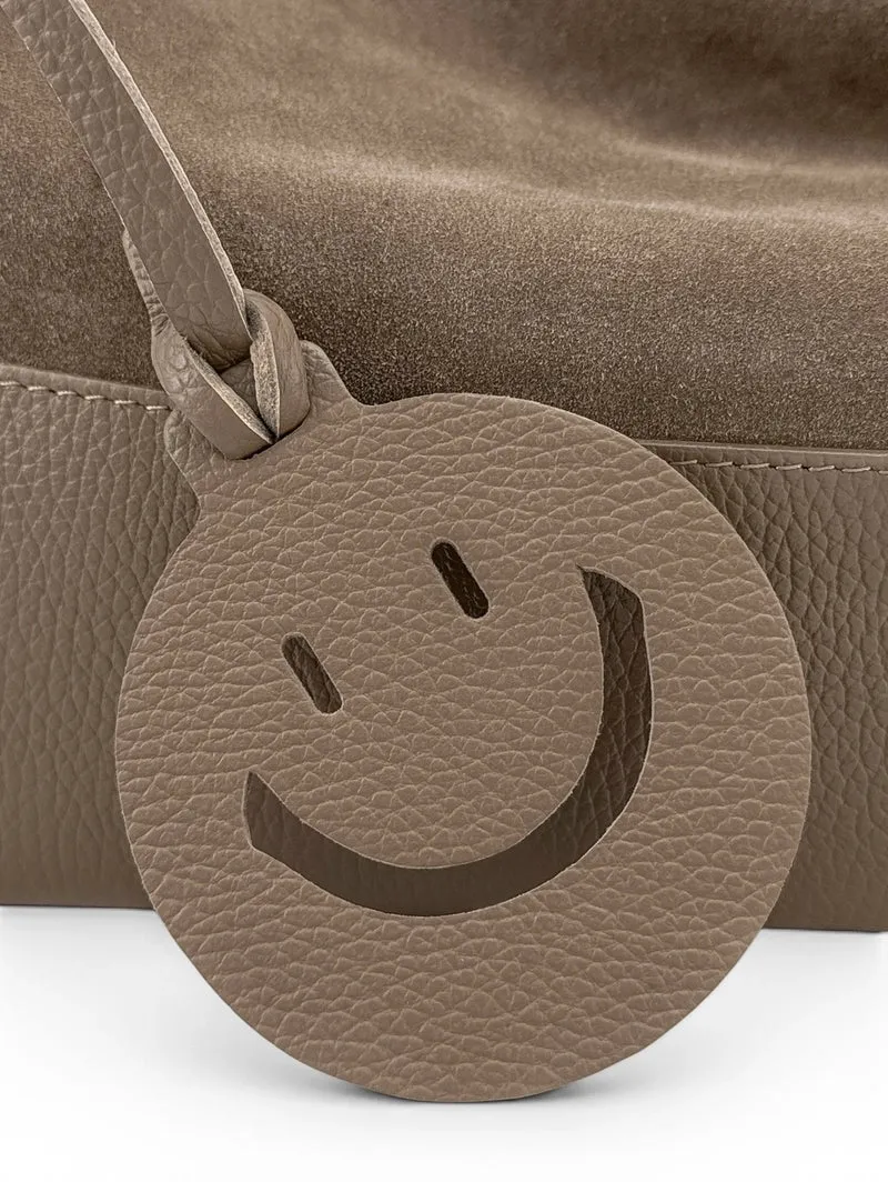 Sac Hobo en cuir grainé et daim HARVEY SUEDE Taupe