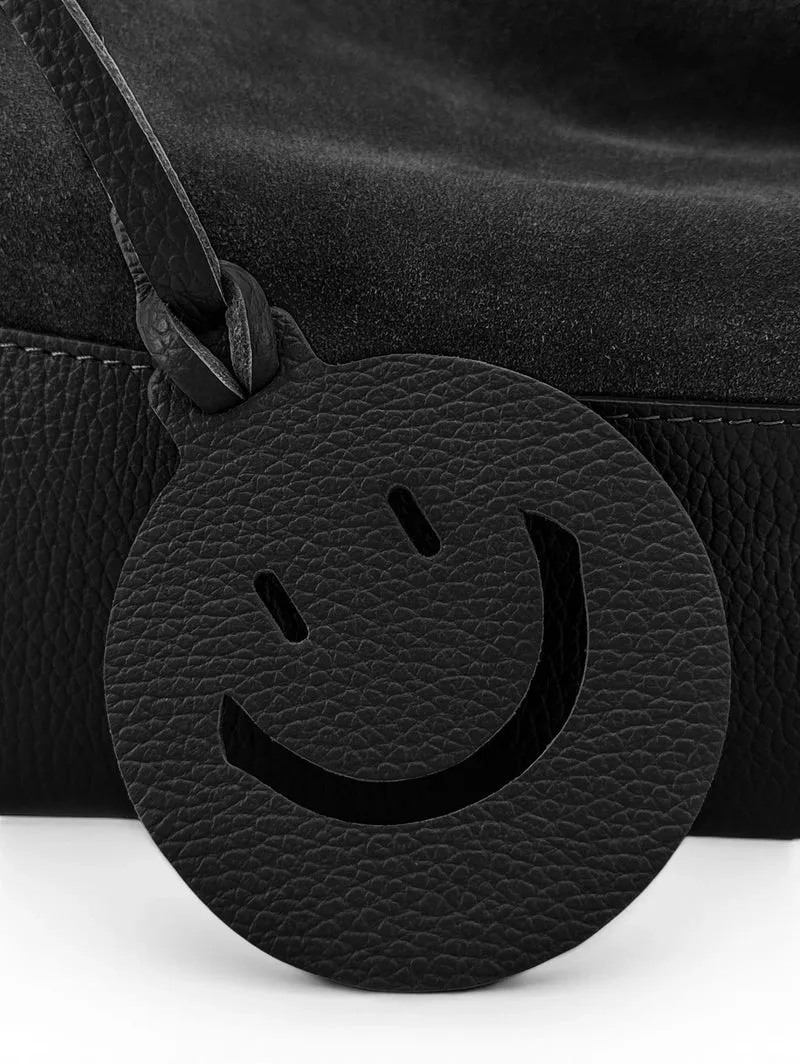 Sac Hobo en cuir grainé et daim HARVEY SUEDE Noir