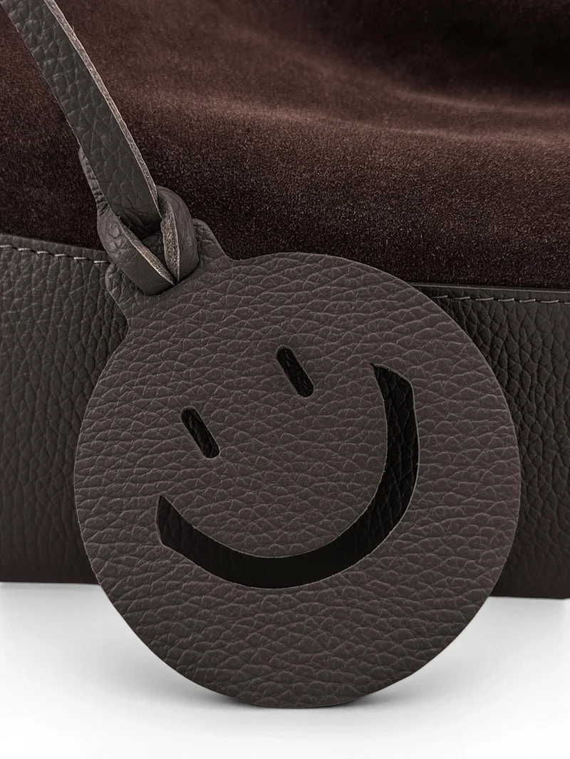 Sac Hobo en cuir grainé et daim HARVEY SUEDE Marron chocolat