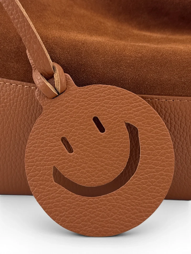 Sac Hobo en cuir grainé et daim HARVEY SUEDE Marron camel