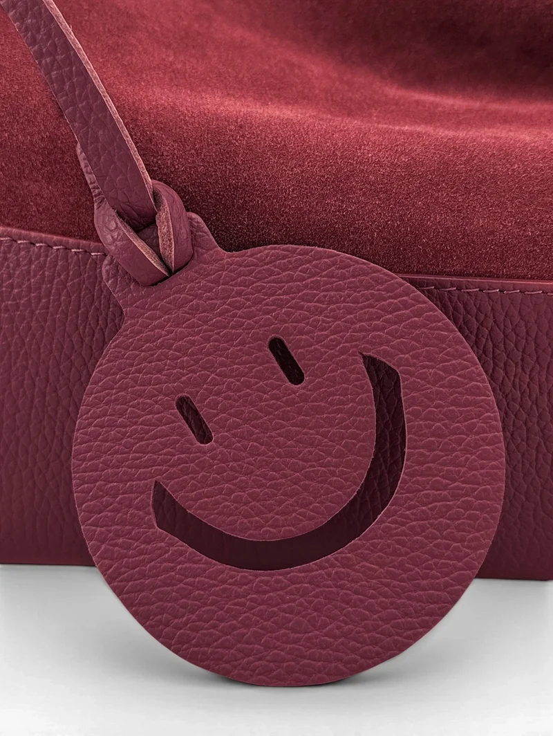 Sac Hobo en cuir grainé et daim HARVEY SUEDE Bordeaux