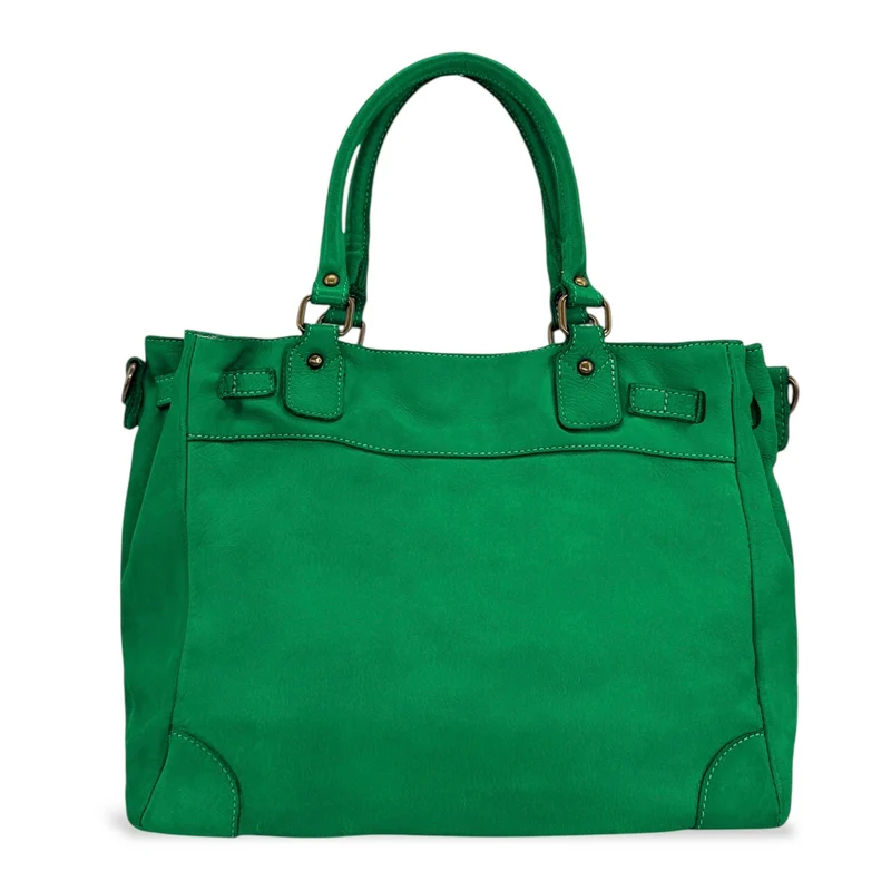 Sac cabas en cuir vintage MISS JEANNE Vert anglais