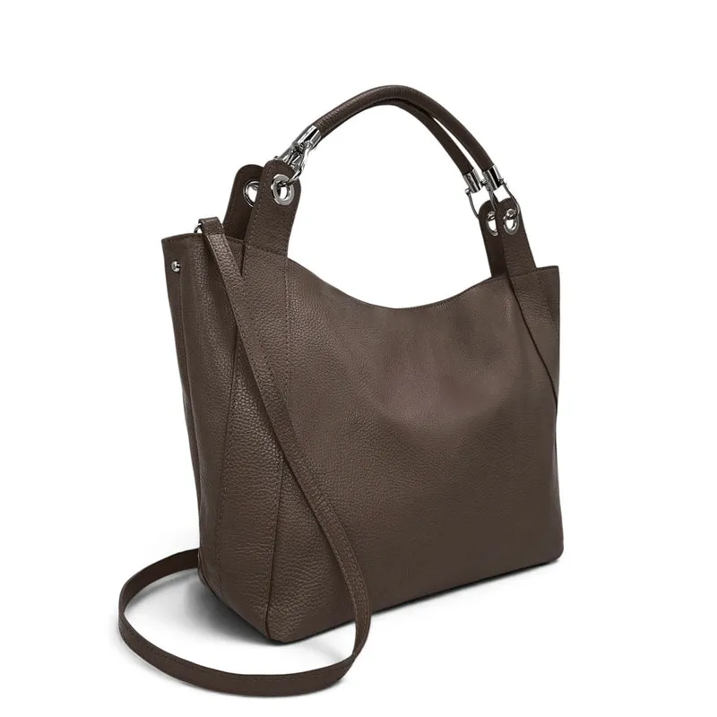 Grand sac en cuir grainé PARIS Marron moka