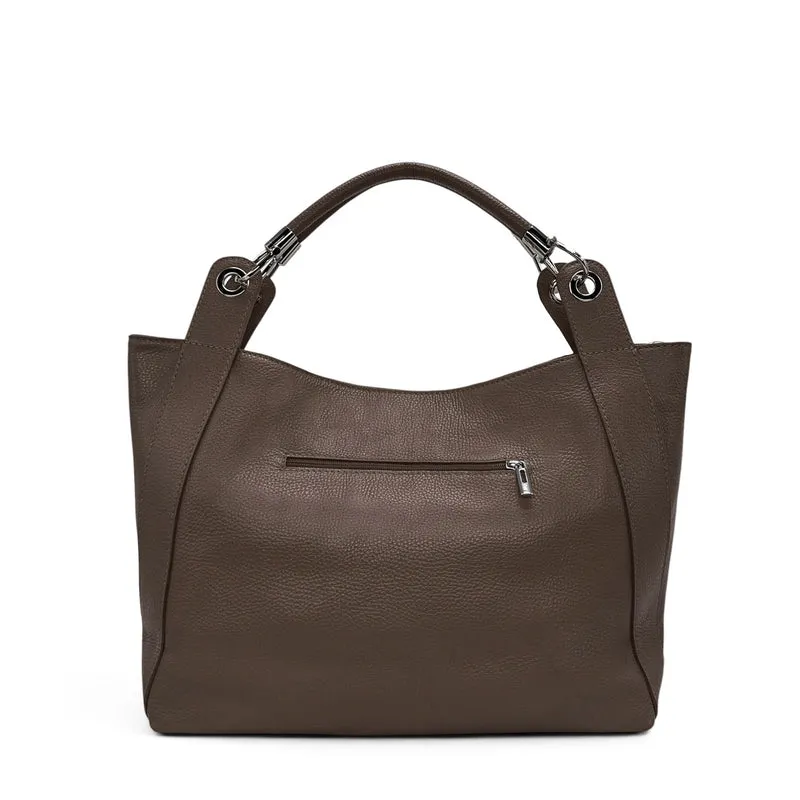 Grand sac en cuir grainé PARIS Marron moka
