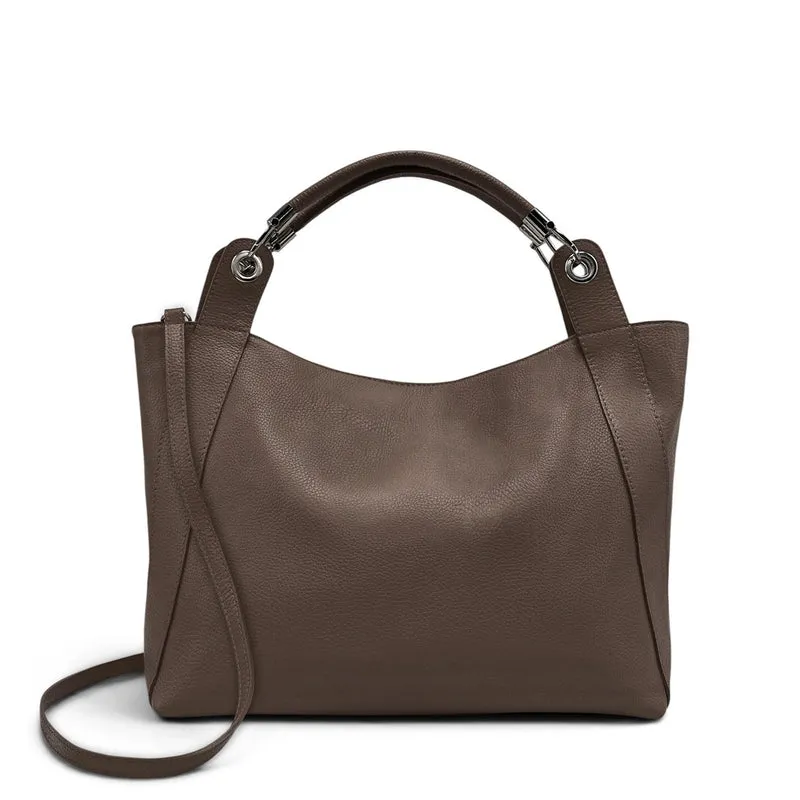 Grand sac en cuir grainé PARIS Marron moka