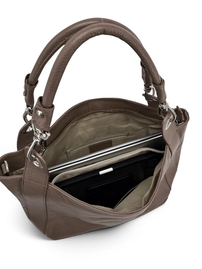 Grand sac en cuir grainé PARIS Marron moka