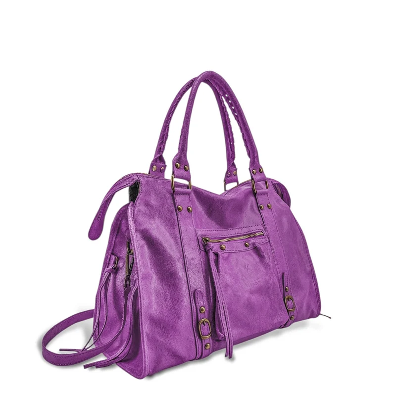 Sac à main en cuir brossé SANDSTORM Violine