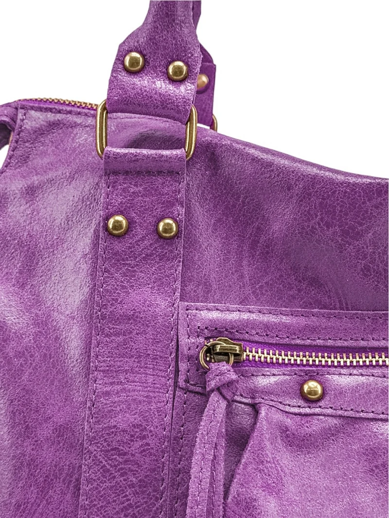 Sac à main en cuir brossé SANDSTORM Violine
