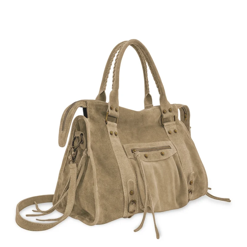 Sac à main en daim STORM SUEDE Taupe clair