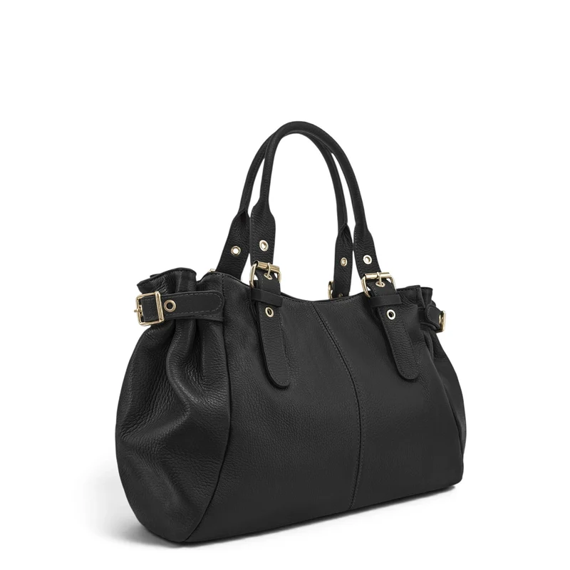 Sac bowling en cuir grainé NEW PRINCESS XL GOLD Noir