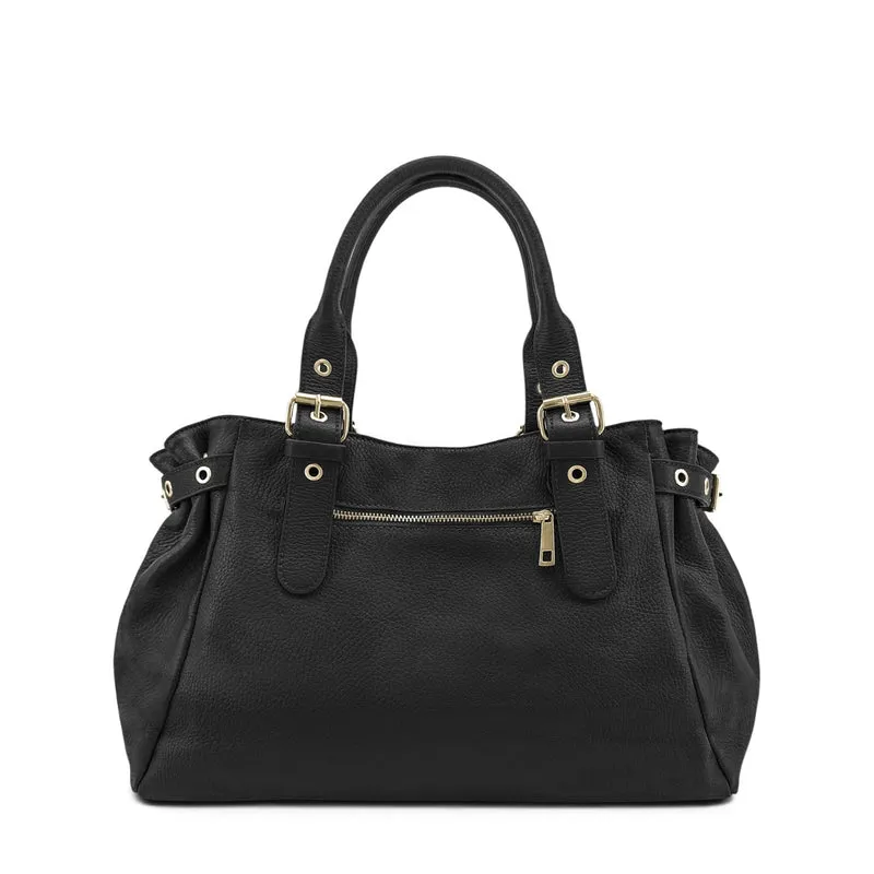 Sac bowling en cuir grainé NEW PRINCESS XL GOLD Noir