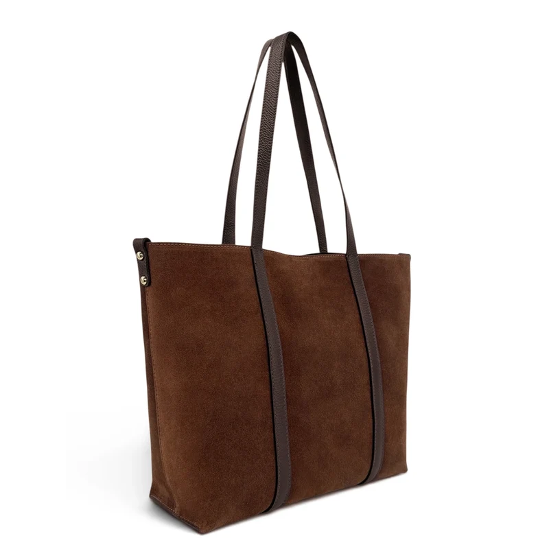 Sac cabas en cuir grainé et daim MAJOR Marron châtaigne