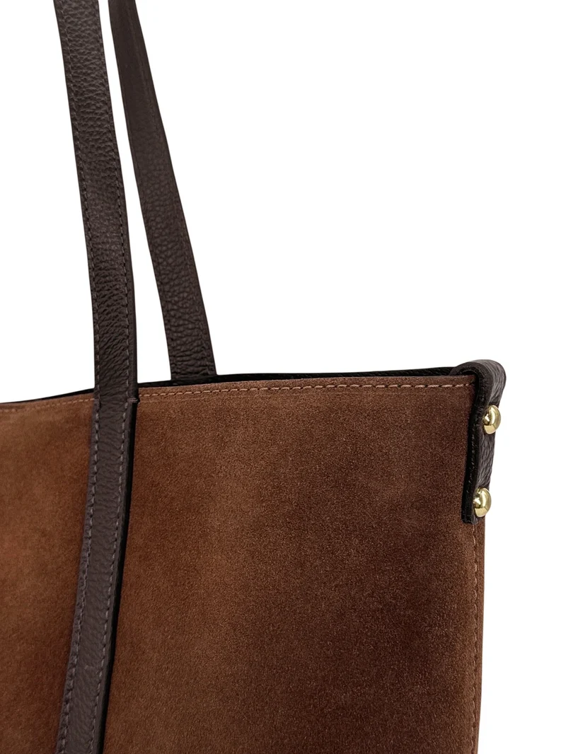 Sac cabas en cuir grainé et daim MAJOR Marron châtaigne