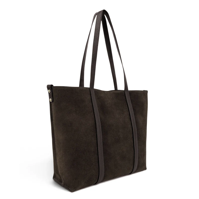 Sac cabas en cuir grainé et daim MAJOR Marron chocolat