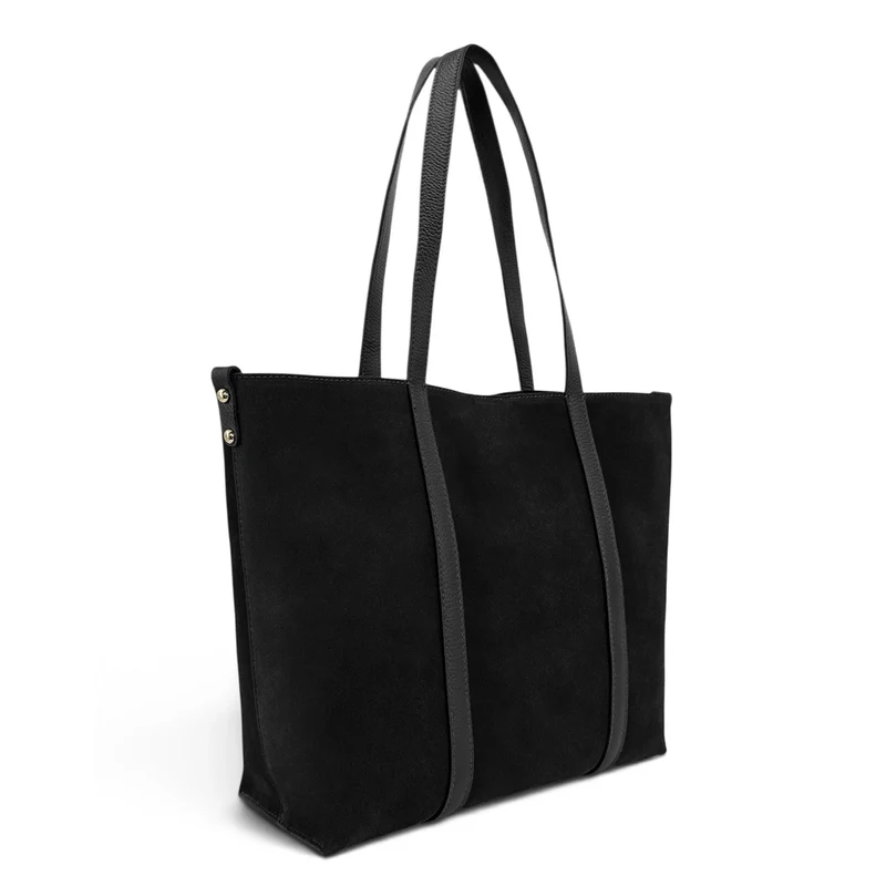 Sac cabas en cuir grainé et daim MAJOR Noir