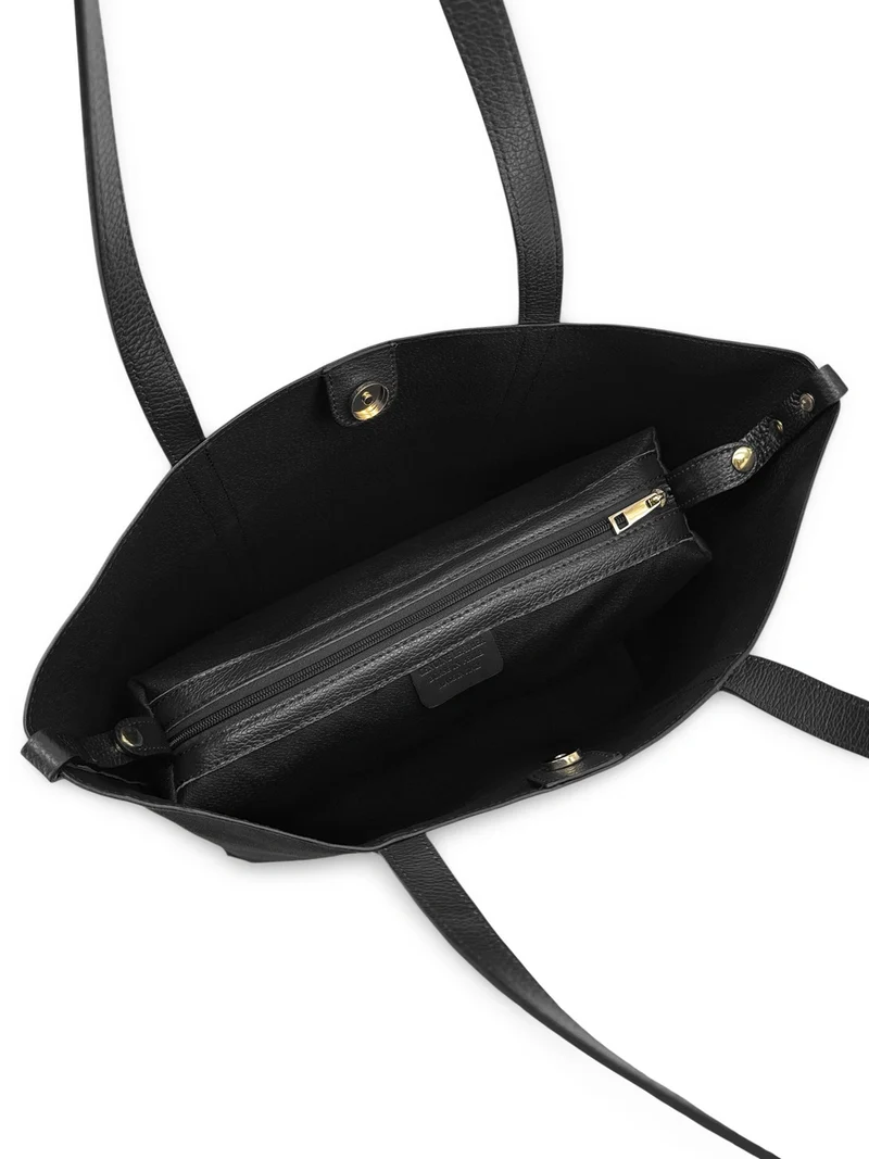 Sac cabas en cuir grainé et daim MAJOR Noir