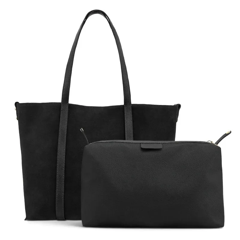 Sac cabas en cuir grainé et daim MAJOR Noir
