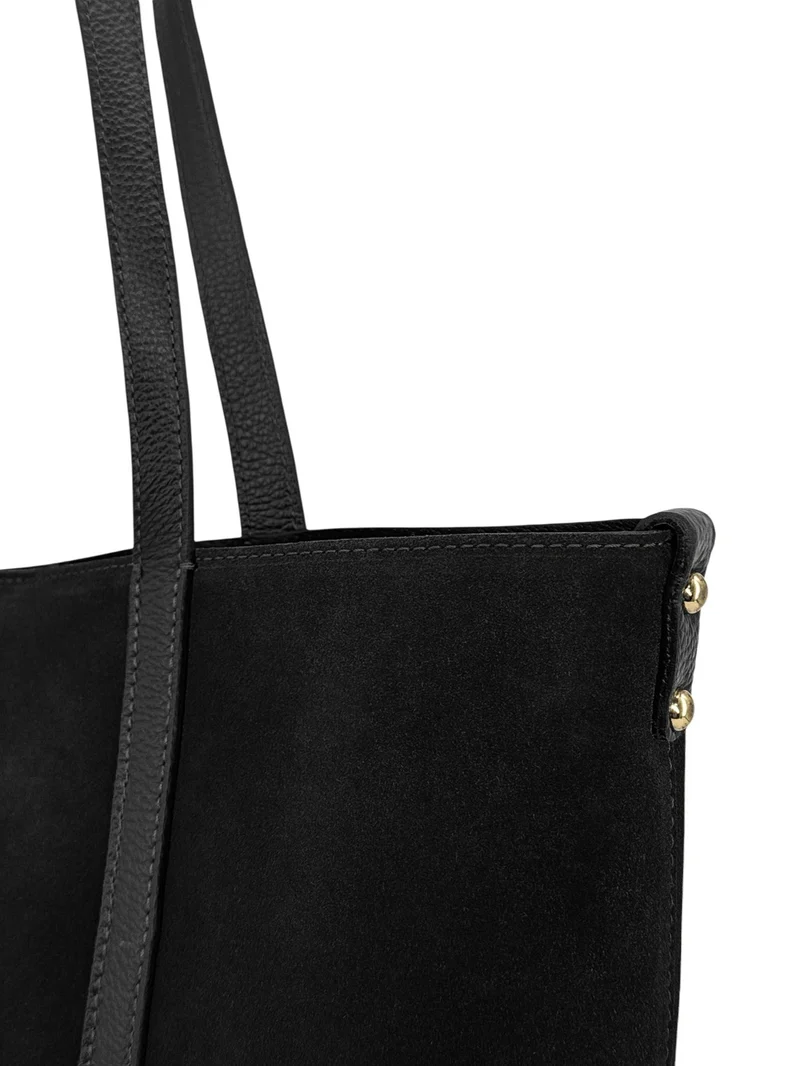 Sac cabas en cuir grainé et daim MAJOR Noir
