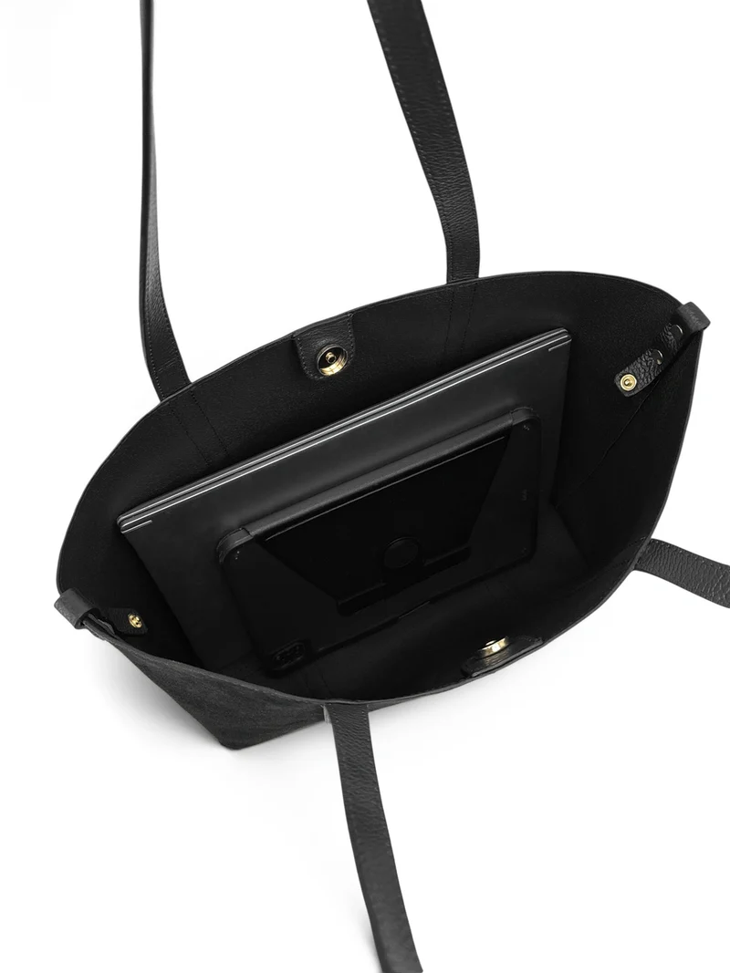 Sac cabas en cuir grainé et daim MAJOR Noir