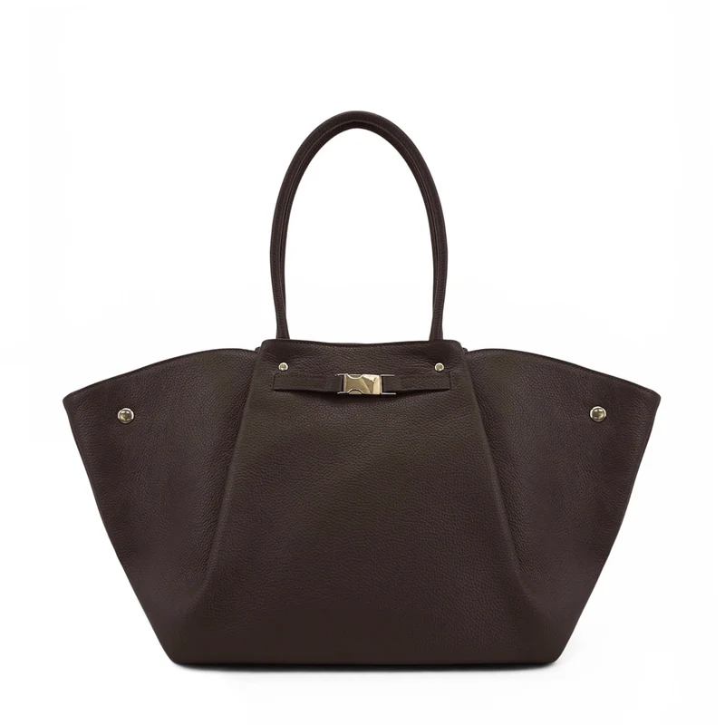 Sac cabas en cuir grainé CAMPUS Marron chocolat