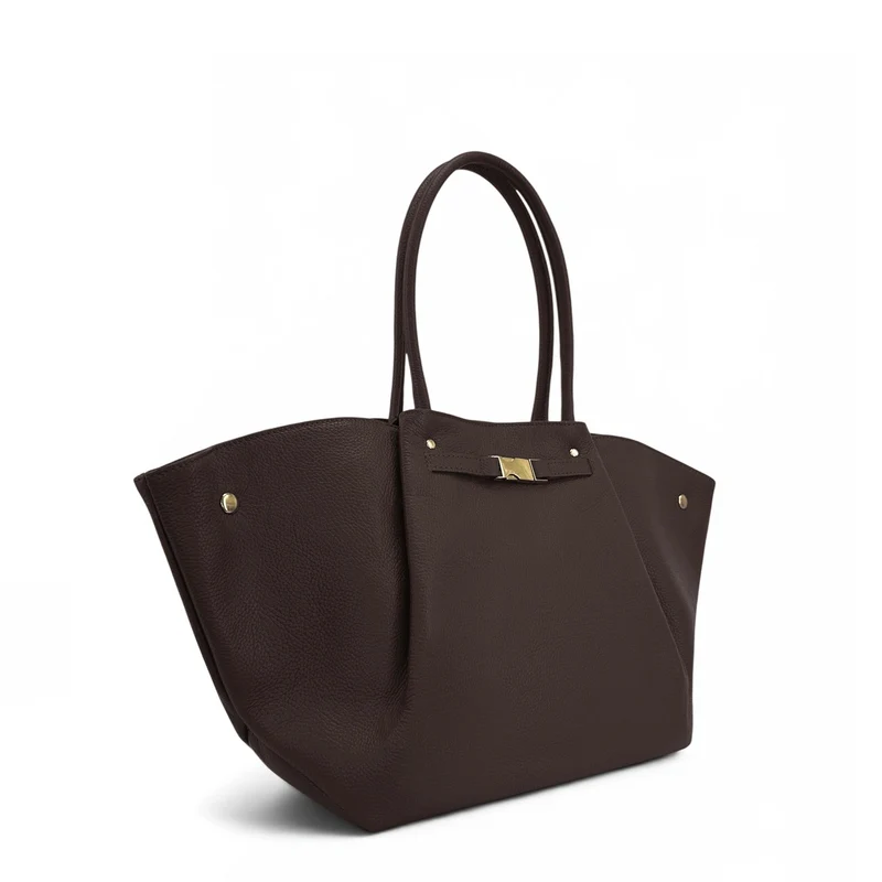 Sac cabas en cuir grainé CAMPUS Marron chocolat