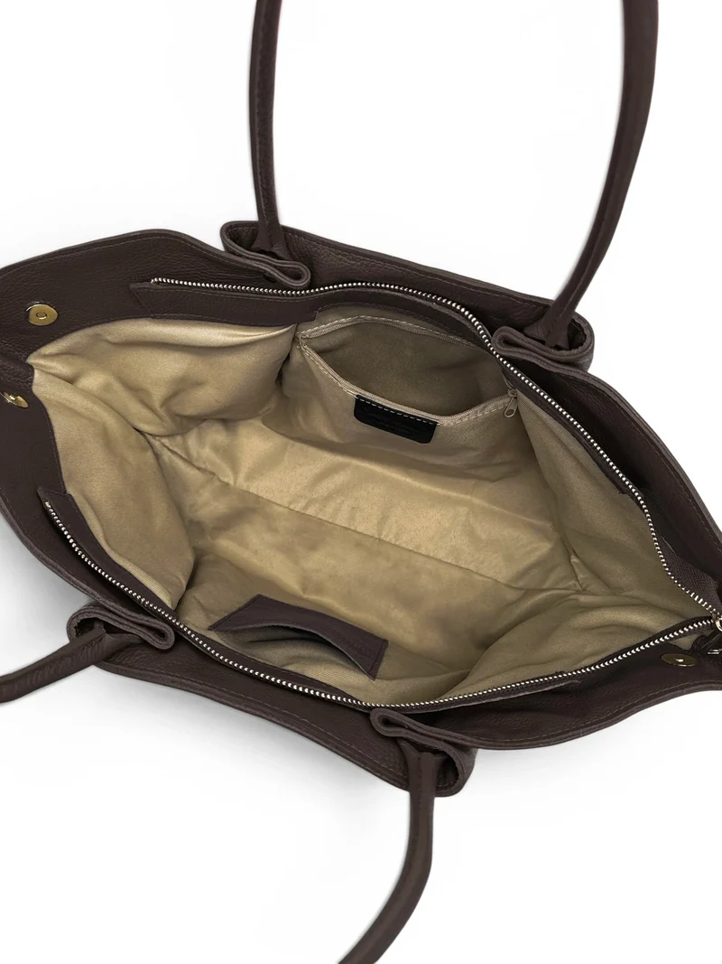 Sac cabas en cuir grainé CAMPUS Marron chocolat