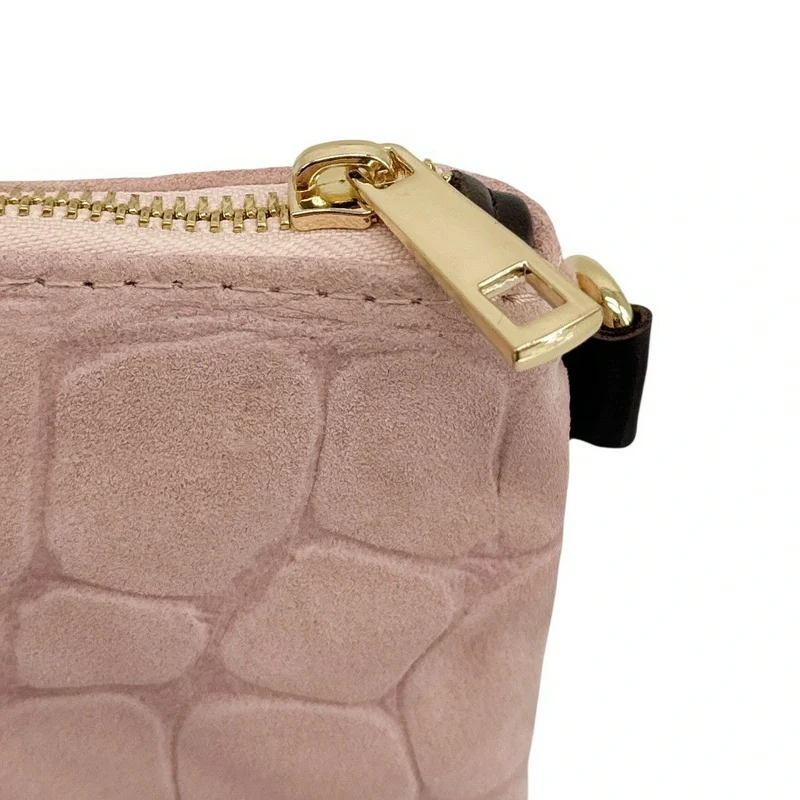 Sac pochette en daim embossé crocodile ZELINE Rose nude