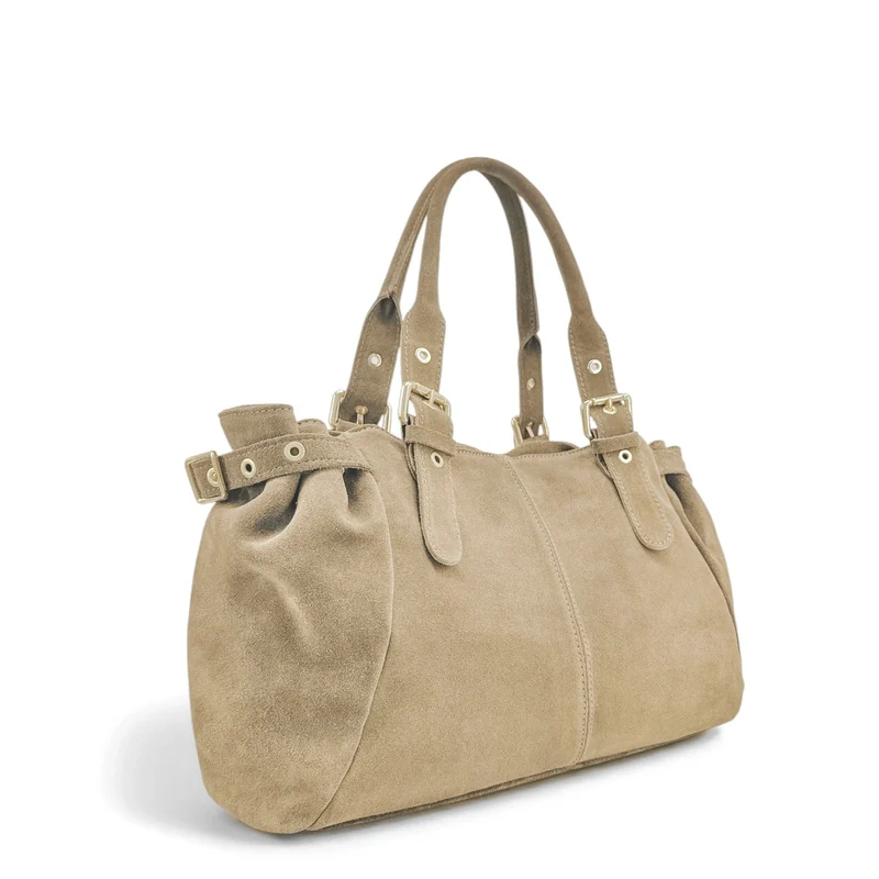 Sac bowling en daim NEW PRINCESS SUEDE XL Beige crème - Précommande