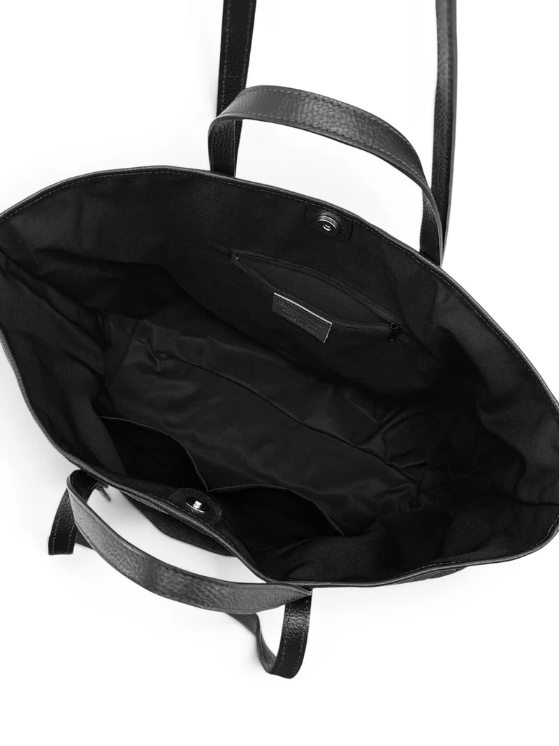 Grand sac cabas en cuir grainé et daim VENICE Noir