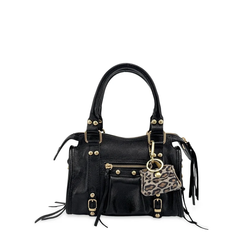 Porte-clés mini-sac en cuir BABY BABEL Léopard