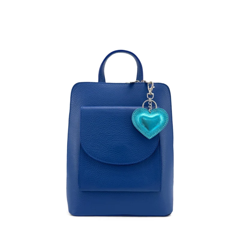Porte-clés en cuir irisé COEUR GLOW Bleu turquoise