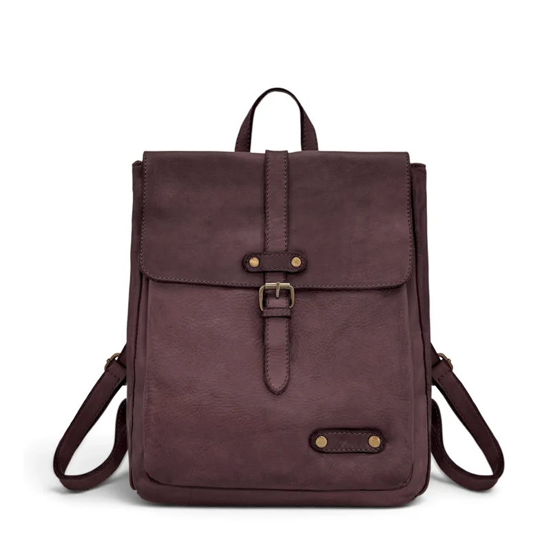 Grand sac à dos en cuir vintage SMITH (mr. & mrs.) Marron foncé