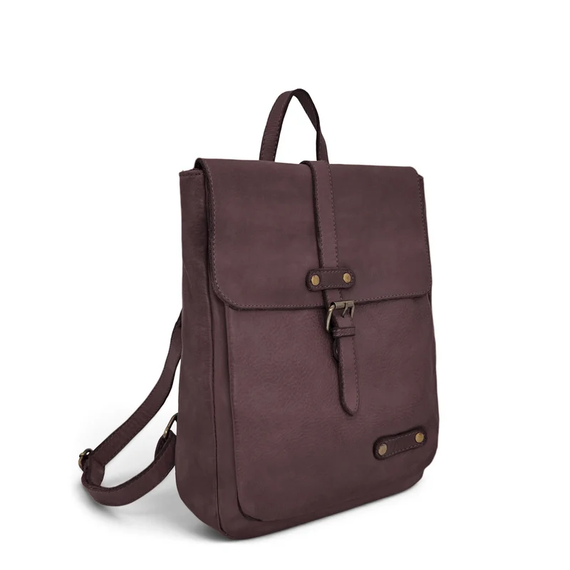 Grand sac à dos en cuir vintage SMITH (mr. & mrs.) Marron foncé