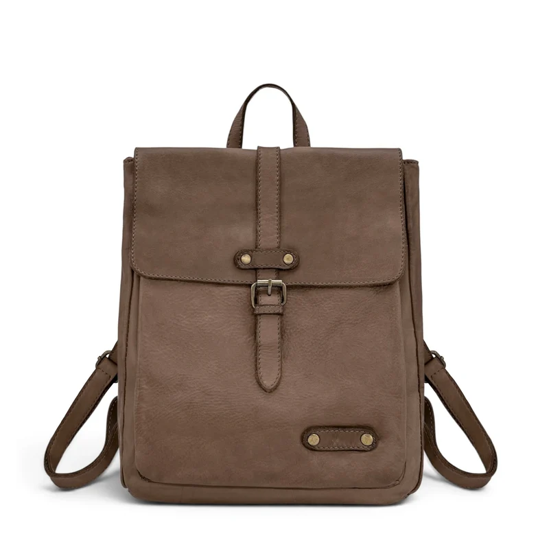 Grand sac à dos en cuir vintage SMITH (mr. & mrs.) Taupe foncé