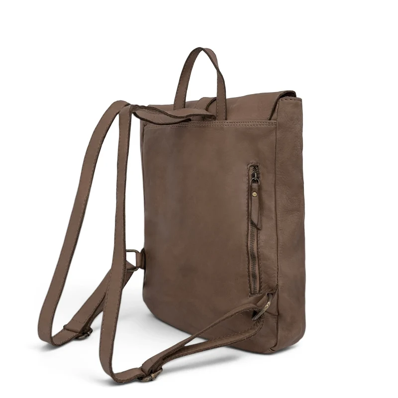Grand sac à dos en cuir vintage SMITH (mr. & mrs.) Taupe foncé