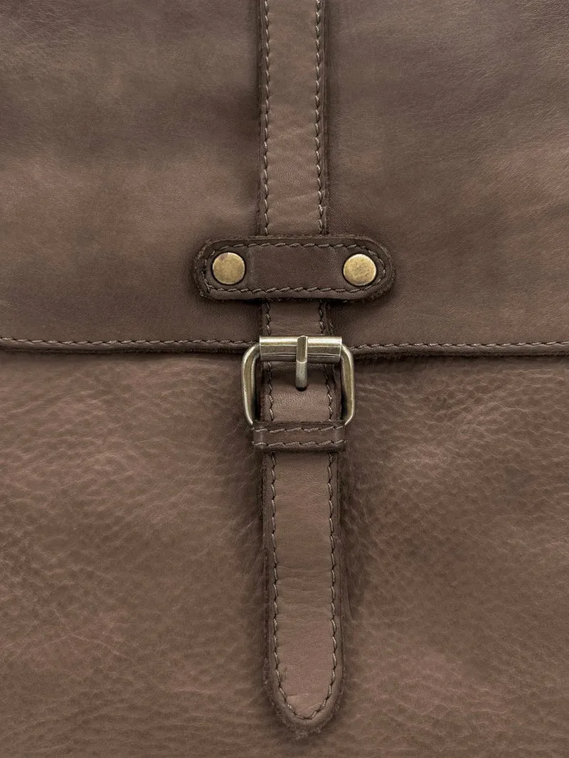 Grand sac à dos en cuir vintage SMITH (mr. & mrs.) Taupe foncé