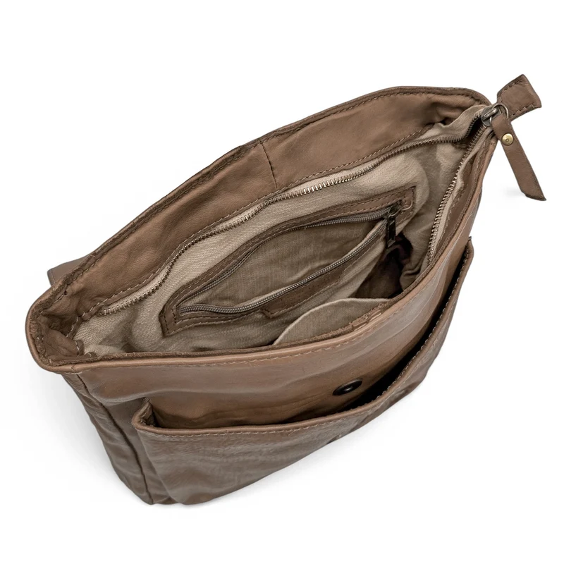 Grand sac à dos en cuir vintage SMITH (mr. & mrs.) Taupe foncé