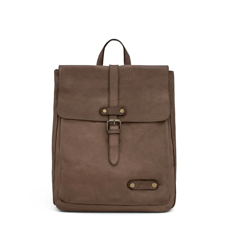 Grand sac à dos en cuir vintage SMITH (mr. & mrs.) Taupe foncé