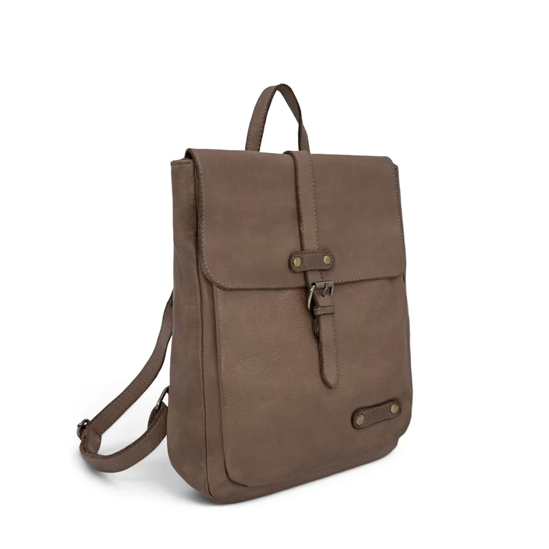 Grand sac à dos en cuir vintage SMITH (mr. & mrs.) Taupe foncé