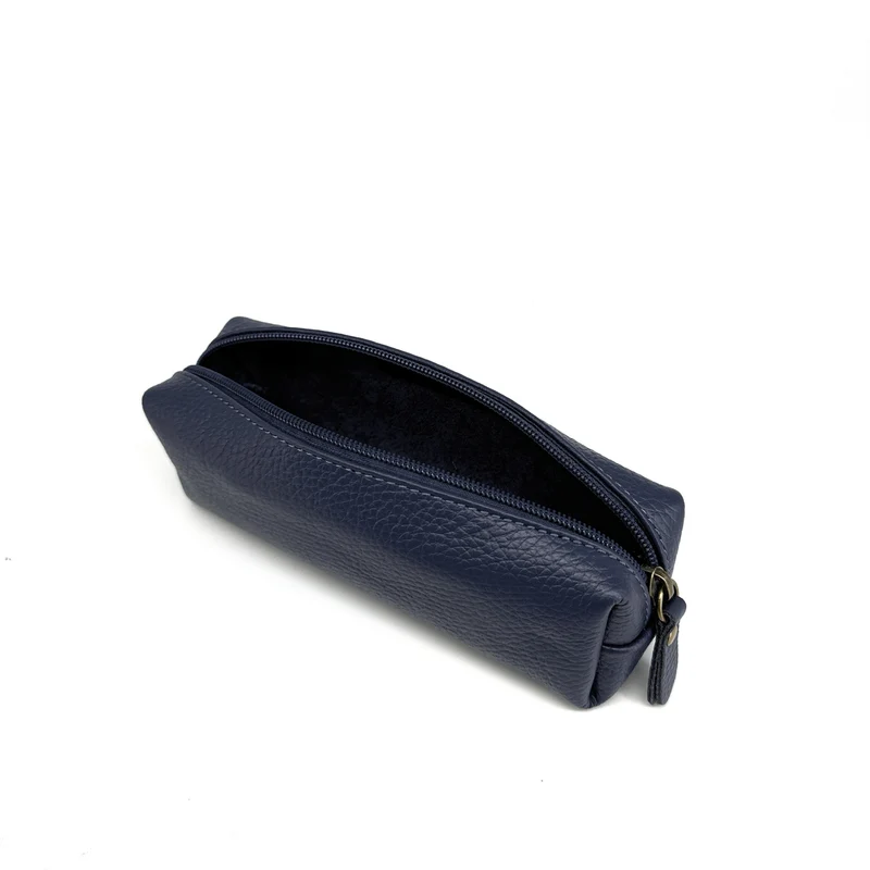 Trousse en cuir grainé TICTOC Bleu marine