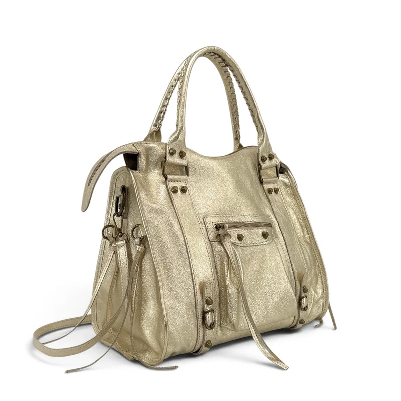 Sac à main en cuir irisé SANDSTORM E.L. SIROCCO Or pâle