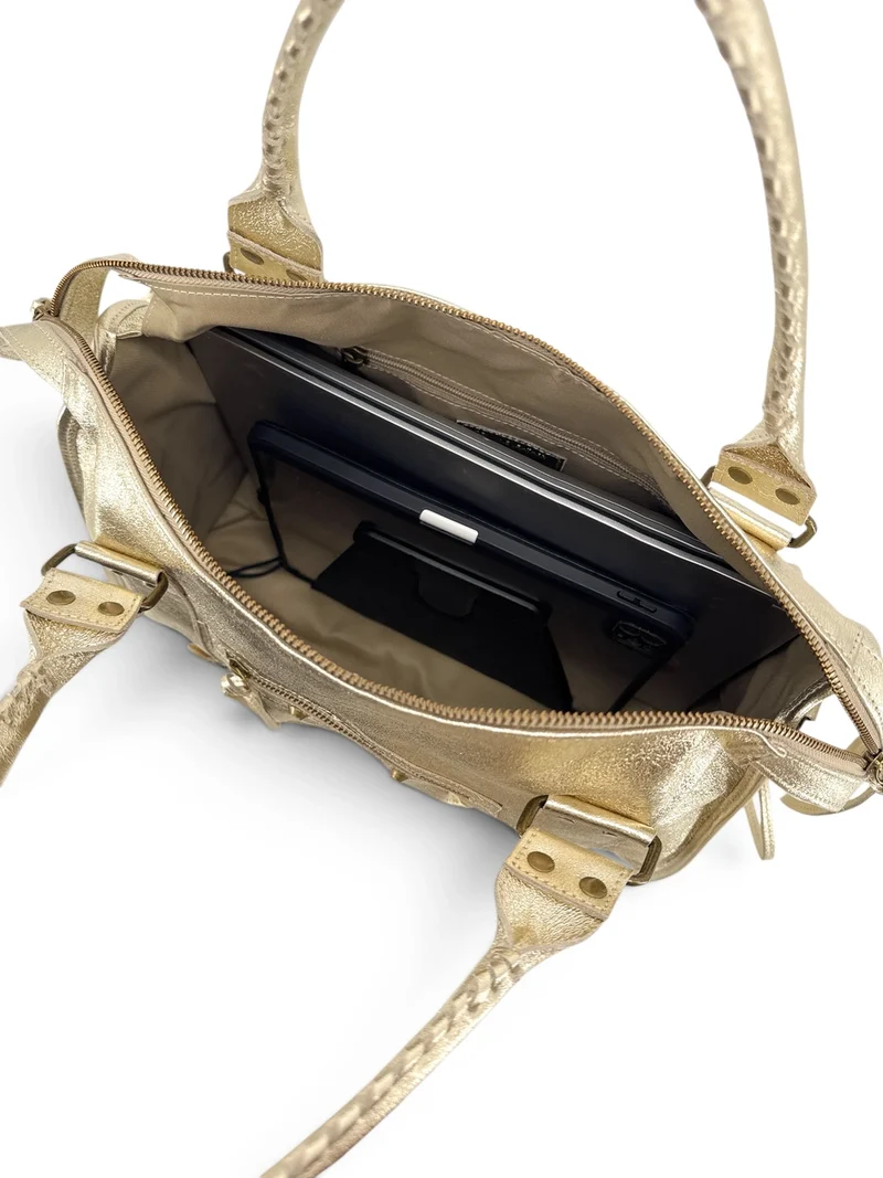 Sac à main en cuir irisé SANDSTORM E.L. SIROCCO Or pâle