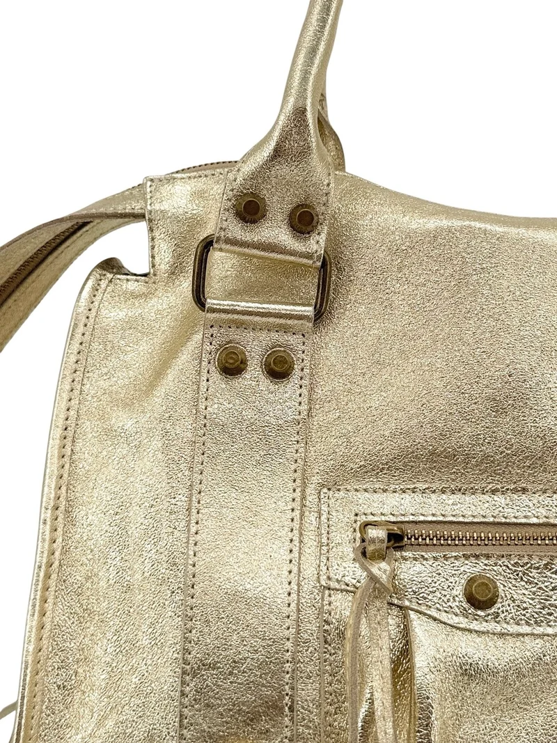 Sac à main en cuir irisé SANDSTORM E.L. SIROCCO Or pâle