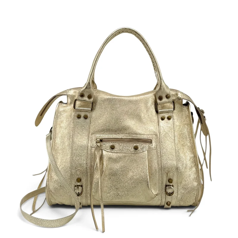 Sac à main en cuir irisé SANDSTORM E.L. SIROCCO Or pâle