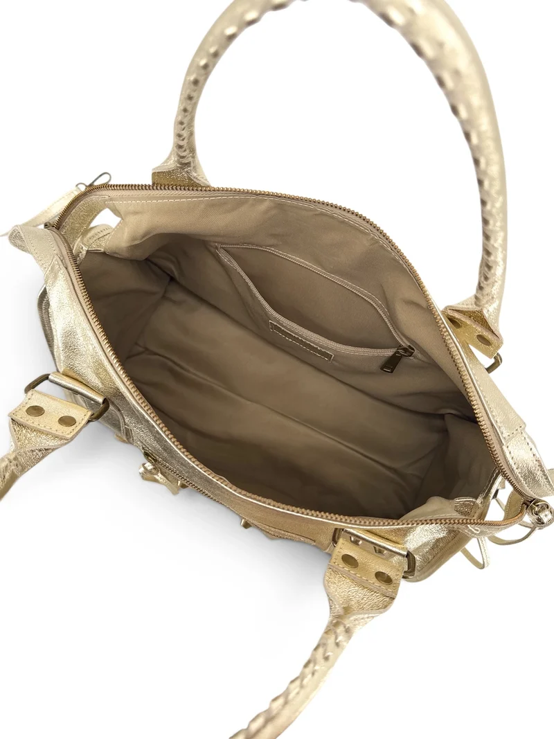 Sac à main en cuir irisé SANDSTORM E.L. SIROCCO Or pâle