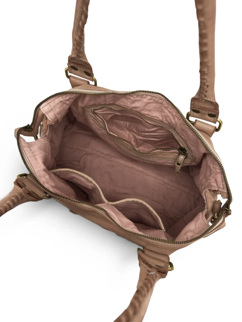 Grand sac en cuir vintage STORM XL HURRICAN Taupe foncé