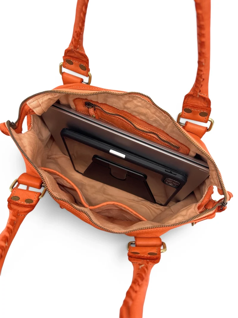 Grand sac en cuir vintage STORM XL HURRICAN Orange