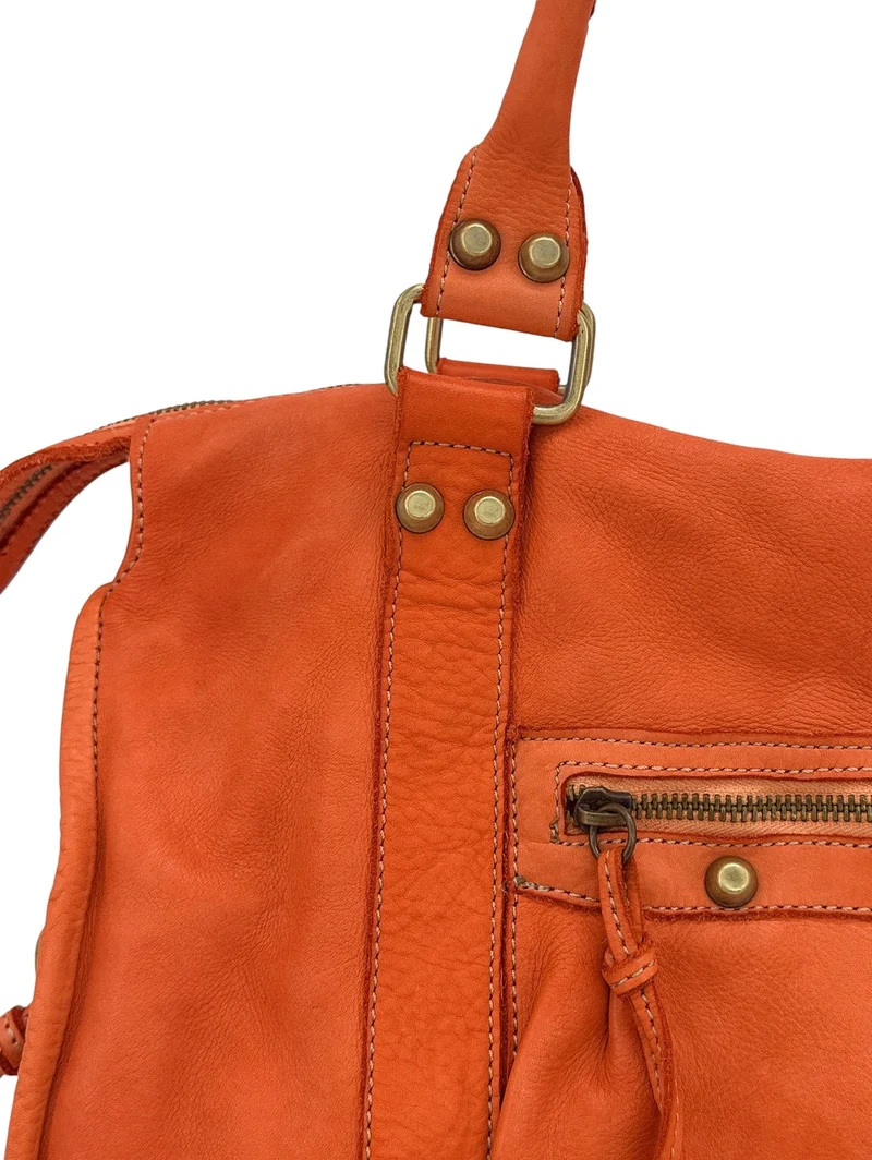Grand sac en cuir vintage STORM XL HURRICAN Orange
